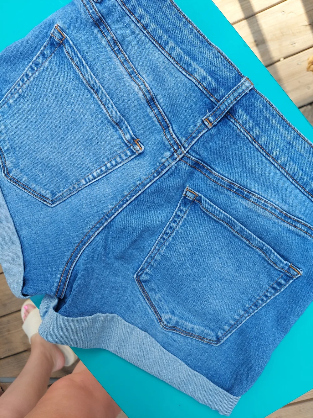 Forever 21 Cuffed Hem Medium Denim Shorts